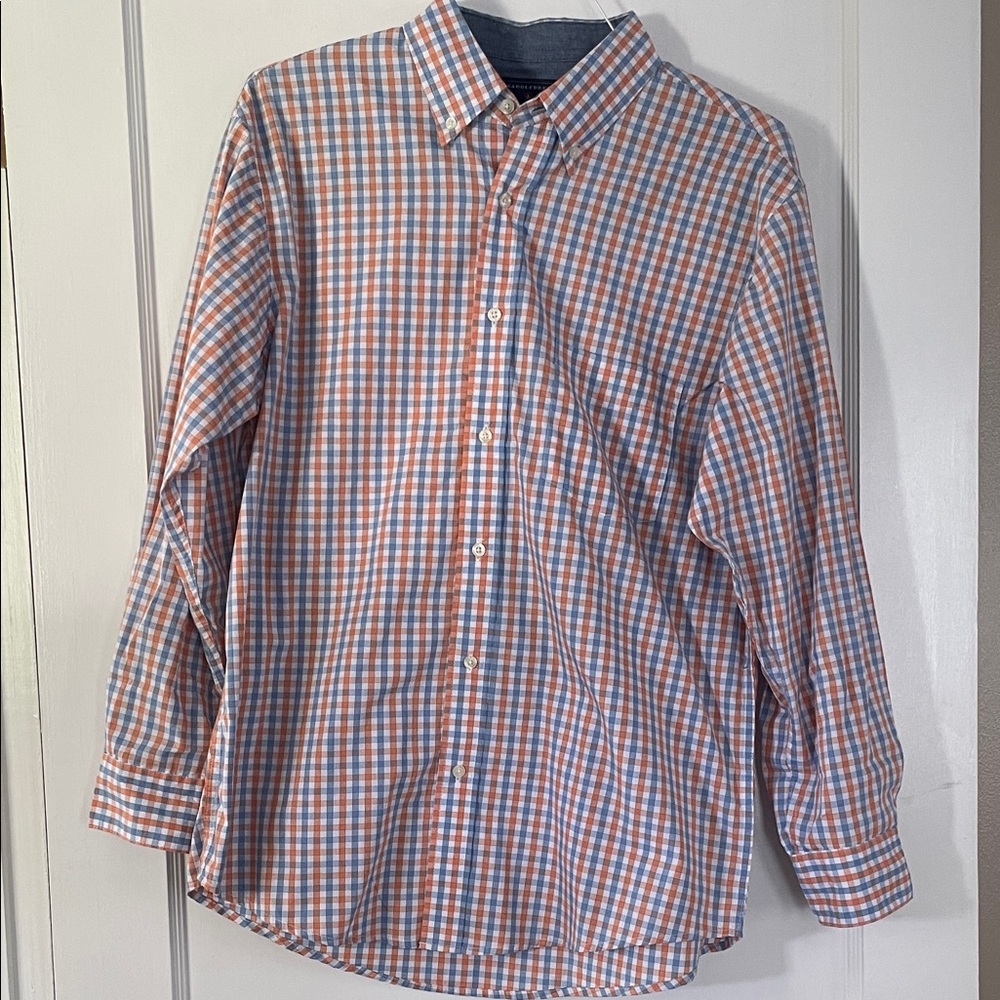 Saddlebred Blue and Orange Checkered Dress Shirt